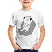 Camiseta Infantil Gatinho Ouvindo Música - Foca na Moda