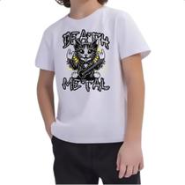 Camiseta Infantil Gato Death Metal Camiseta Infantil Gato Death Metal