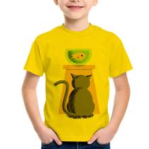 Camiseta Infantil Gato e Aquário - Foca na Moda