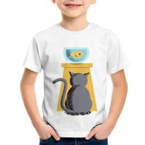 Camiseta Infantil Gato e Aquário - Foca na Moda