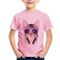 Camiseta Infantil Gato Headphone - Foca na Moda
