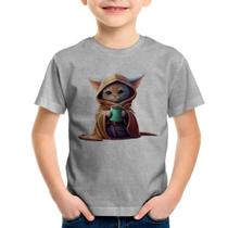 Camiseta Infantil Gato Jedi - Foca na Moda