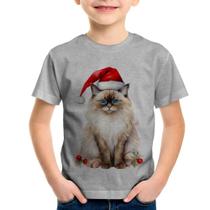 Camiseta Infantil Gato Natalino - Foca na Moda