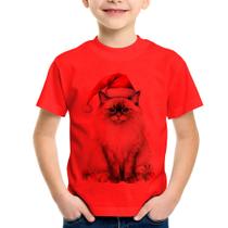 Camiseta Infantil Gato Natalino - Foca na Moda