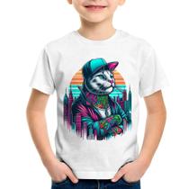 Camiseta Infantil Gato Urbano Arte - Foca na Moda