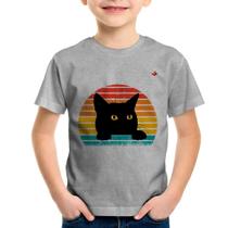 Camiseta Infantil Gato Vintage Sunset - Foca na Moda