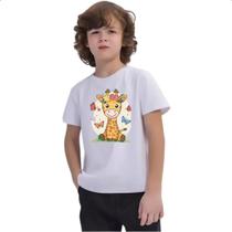Camiseta Infantil Girafa fofa borboletas