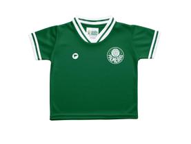 Camiseta Infantil Gola Branca Com Listra Verde - Palmeiras