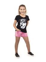 Camiseta Infantil Gola V Preta - Estampa Cão ANIMI Camiseta Infantil Gola V Preta - Estampa Cão ANIMI