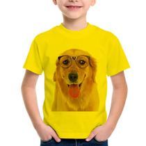 Camiseta Infantil Golden Retriever de Óculos - Foca na Moda