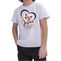 Camiseta Infantil Gospel Jesus me amou primeiro Camiseta Infantil Gospel Jesus me amou primeiro