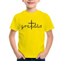 Camiseta Infantil Gratidão Cruz - Foca na Moda