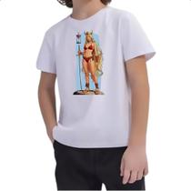 Camiseta Infantil Guerreira Viking do tempo