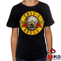 Camiseta Infantil Guns N Roses 100% Algodão Logo Simbolo Rock Geeko