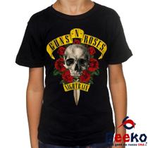 Camiseta Infantil Guns N Roses 100% Algodão Rock Geeko