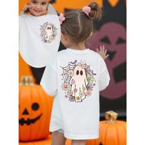 Camiseta Infantil Halloween Estampa Fantasminha Teia de Areia 664 Festa Halloween Camiseta Temática
