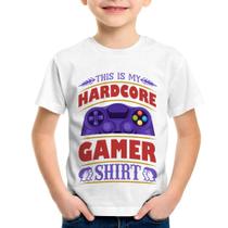 Camiseta Infantil Hardcore Gamer - Foca na Moda