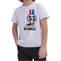 Camiseta Infantil Herbie Fusca em corrida Camiseta Infantil Herbie Fusca em corrida