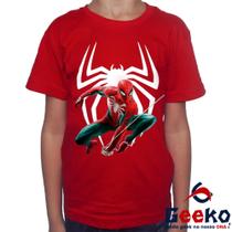 Camiseta Infantil Homem-Aranha 100% Algodão Spiderman Homem Aranha Geeko