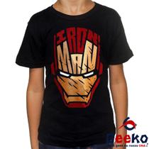 Camiseta Infantil Homem de Ferro 100% Algodão Iron Man Vingadores Avengers Geeko