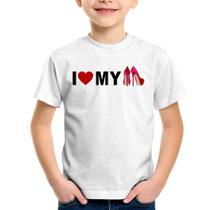 Camiseta Infantil I Love My Shoes - Foca na Moda