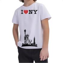 Camiseta Infantil I love Ny cidade Silhueta