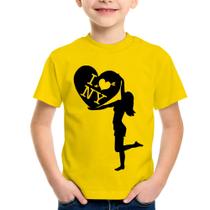 Camiseta Infantil I love NY Girl - Foca na Moda