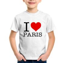 Camiseta Infantil I love Paris - Foca na Moda