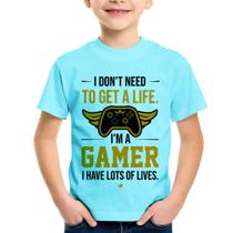 Camiseta Infantil I'm a gamer, I have lots of lives - Foca na Moda
