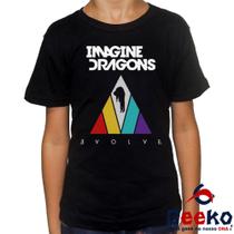 Camiseta Infantil Imagine Dragons 100% Algodão Evolve Rock Geeko Camiseta Infantil Imagine Dragons 100% Algodão Evolve Rock Geeko