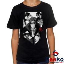 Camiseta Infantil Itachi e Sasuke Uchiha 100% Algodão Naruto Anime Geeko