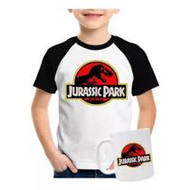 Camiseta Infantil Jurassic Park + Caneca Raglan