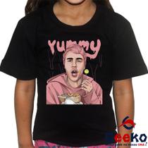 Camiseta Infantil Justin Bieber 100% Algodão Yummy Pop Geeko