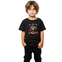Camiseta Infantil Juvenil Masculina Camisa Preta Blusa Menino com Estampadas