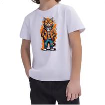 Camiseta Infantil Kit Cat Grafiti Hip Hop