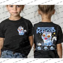 Camiseta Infantil KPop Demon Hunters De Verão, Manga Curta, Gola Redonda, Algodão, Moda, Filme Camiseta Infantil KPop Demon Hunters De Verão, Manga Curta, Gola Redonda, Algodão, Moda, Filme