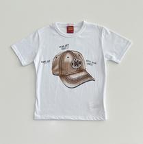 Camiseta Infantil Kyly Branca Estampa Boné Malha Algodão Conforto Estilo Casual