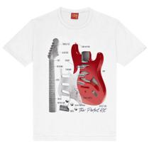 Camiseta Infantil Kyly em Algodão Estampa Guitarra cor Branca