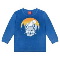 Camiseta Infantil KYLY M. Longa Punho Menino Lobo Tam 4 a 8