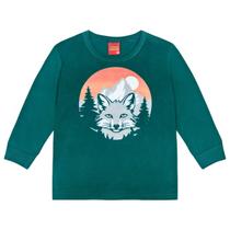 Camiseta Infantil KYLY M. Longa Punho Menino Lobo Tam 4 a 8