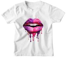 Camiseta Infantil Labios pink e purpura derretendo Camiseta Infantil Labios pink e purpura derretendo