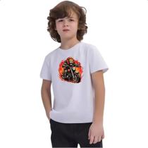 Camiseta Infantil Leao Motoqueiro Radical