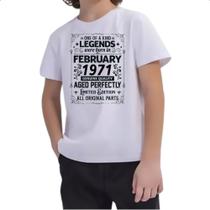 Camiseta Infantil Legends Were Born FEV-1971 Camiseta Infantil Legends Were Born FEV-1971