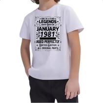 Camiseta Infantil Legends Were Born JAN-1981