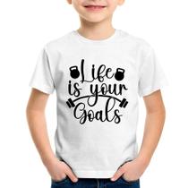 Camiseta Infantil Life Is Your Goals - Foca na Moda