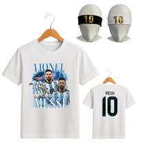 Camiseta Infantil Lionel Messi mais duas faixas testeira Camiseta Infantil Lionel Messi mais duas faixas testeira