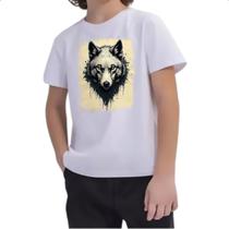 Camiseta Infantil Lobo face pintura em papiro Camiseta Infantil Lobo face pintura em papiro