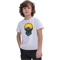 Camiseta Infantil Lobo uivando para lua