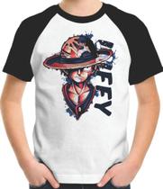 Camiseta Infantil Luffy Modelo Azul