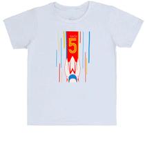 Camiseta Infantil Mach 5 banner e listras